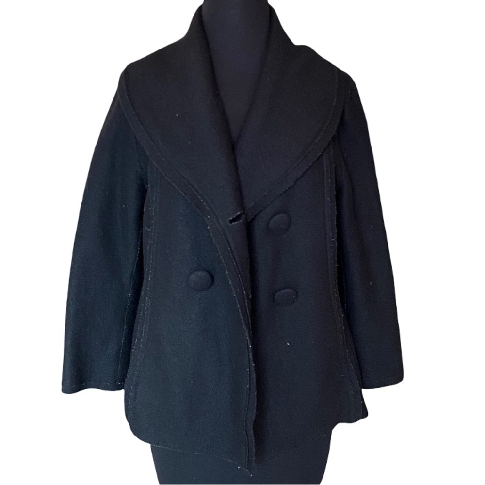 Beyond Threads black alpaca wool cotton women’s collared jacket size medium